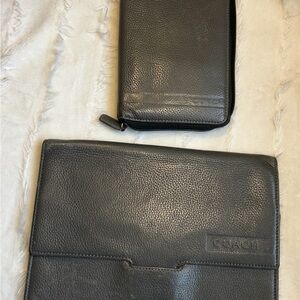 Coach Charcoal Leather IPad and Travel Wallet